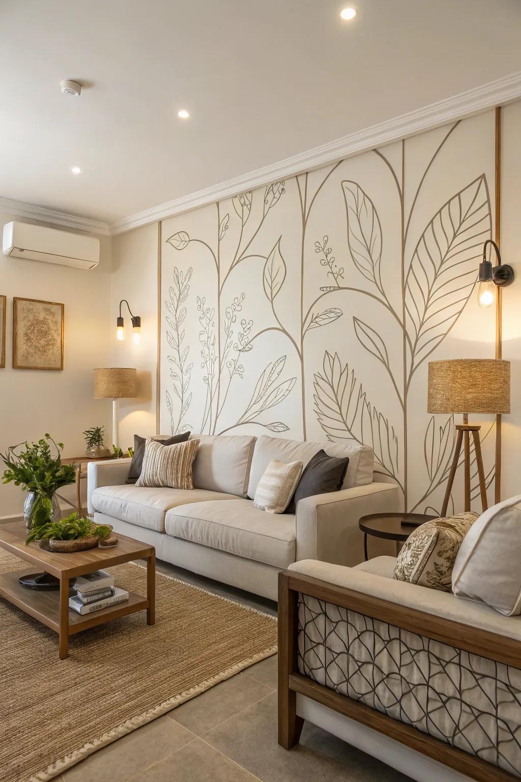 Feel peace with a soothing minimalist mural.