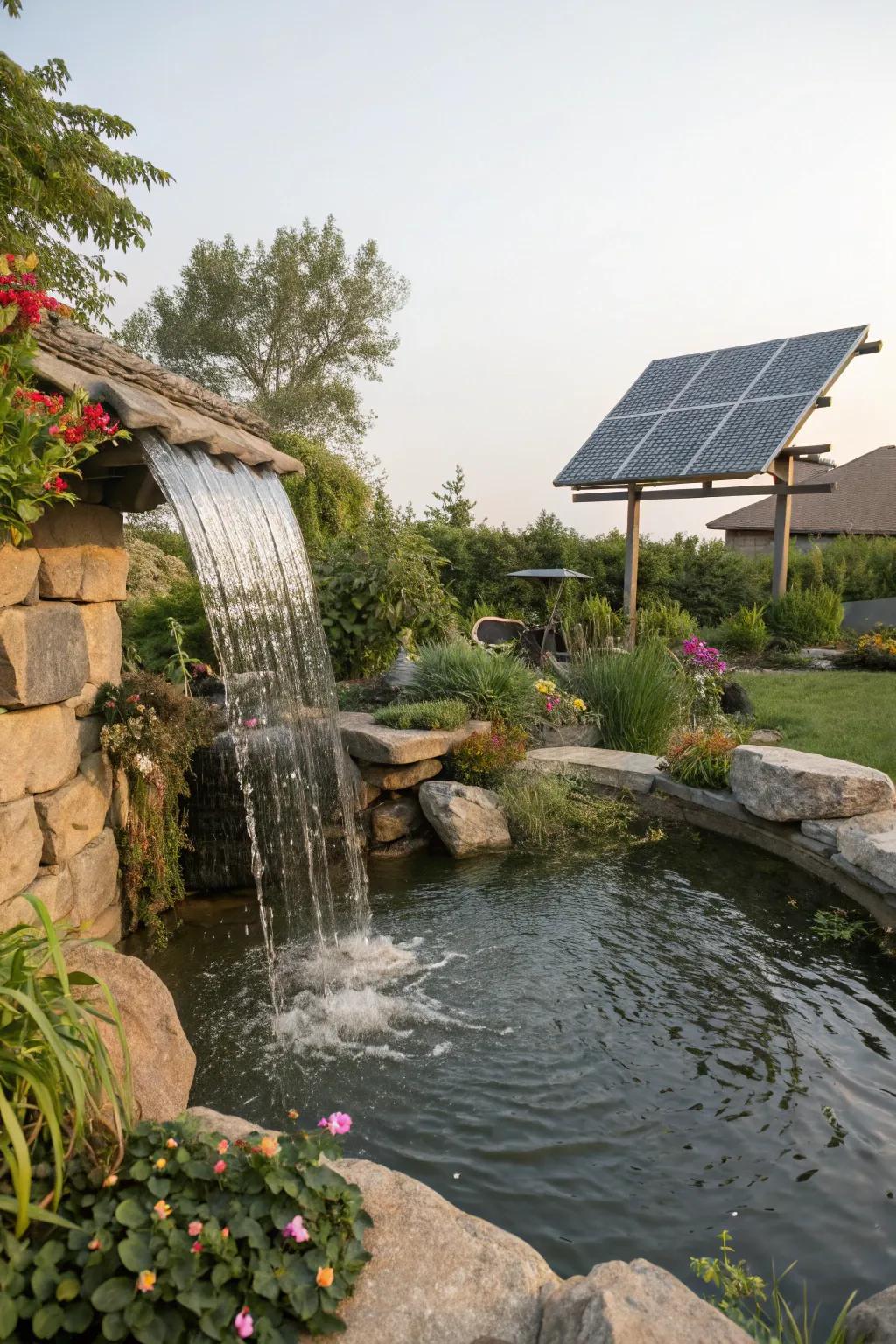 Use solar energy for an eco-friendly water feature.