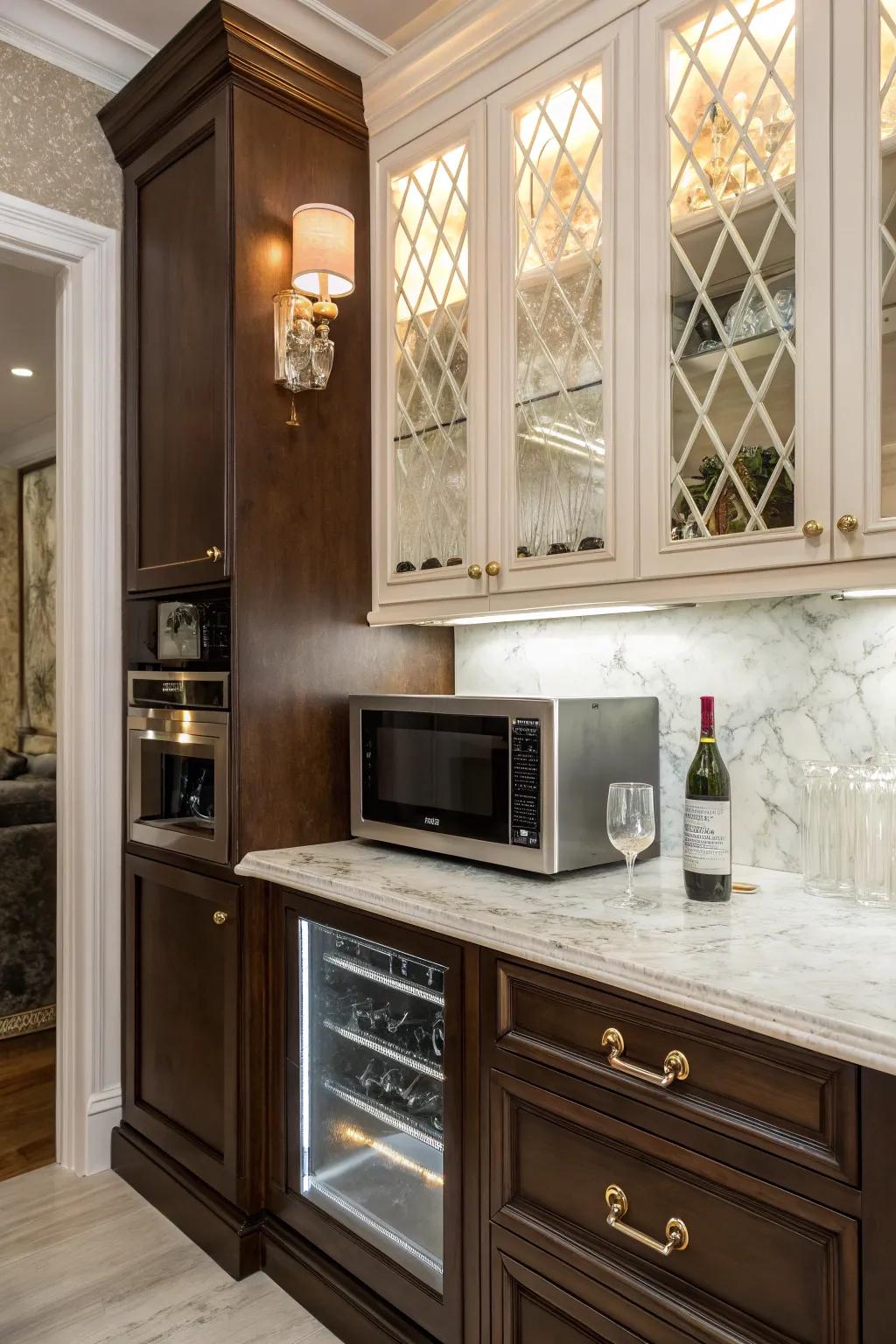 A server's storage is an elegant and organized spot for your wave cooker.