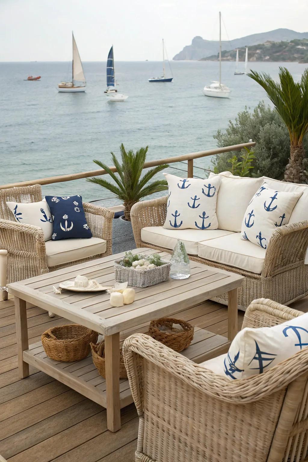 Bringing the beach home with a coastal-themed terrace.