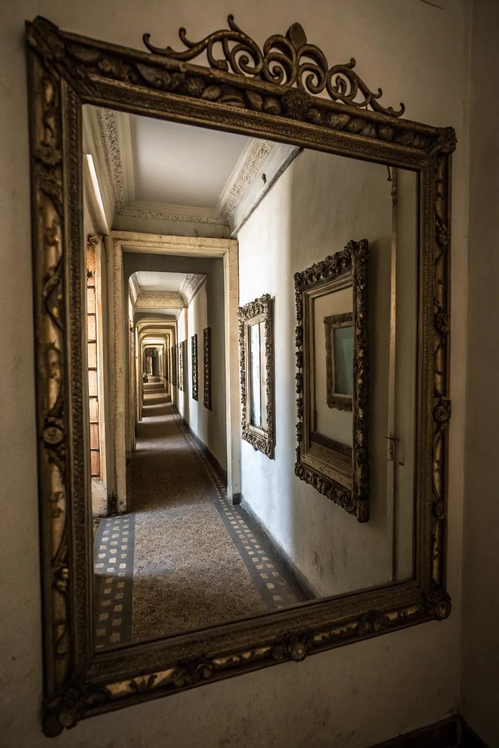 Mirrored window frames enhance light and space in small areas.