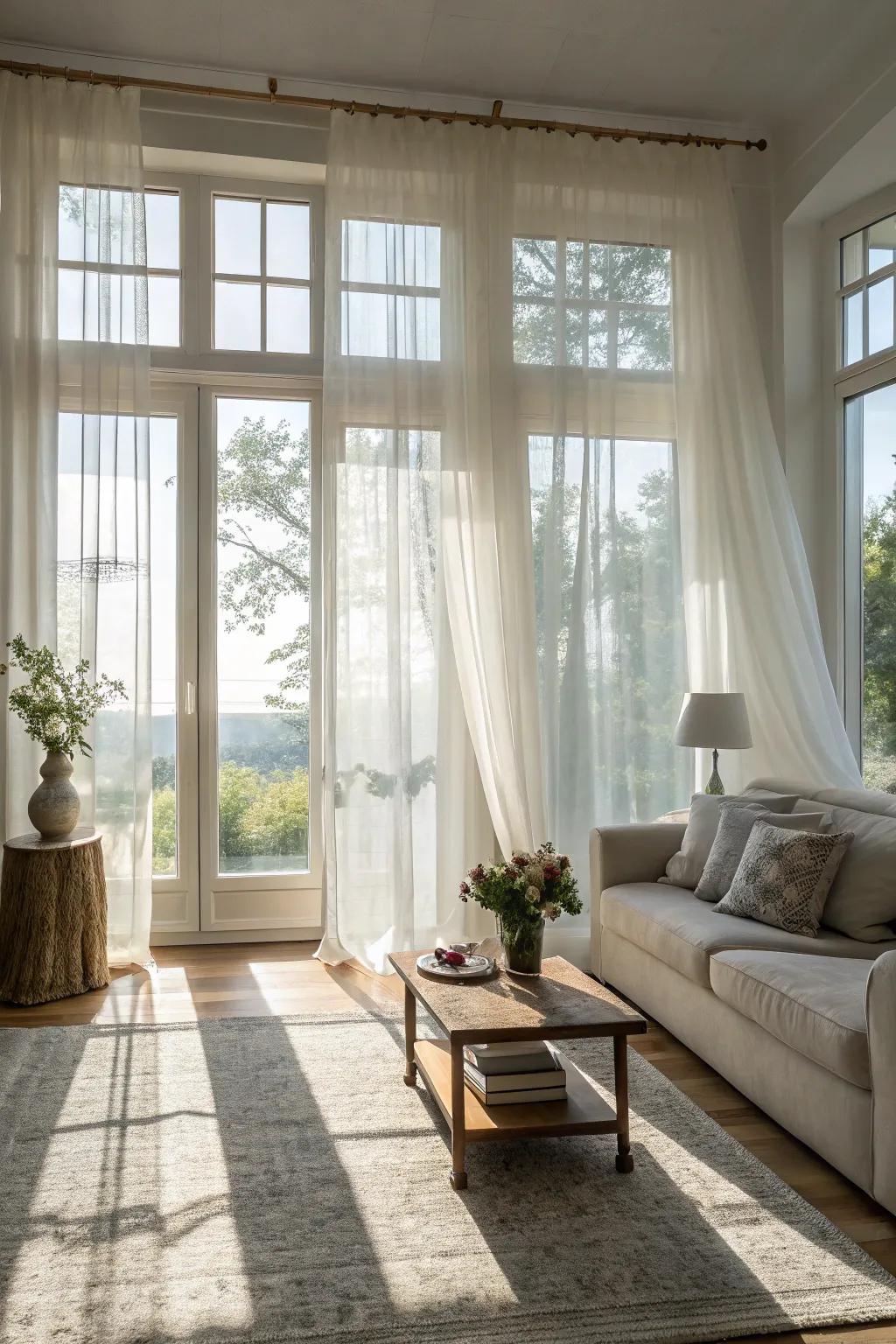 Layered see-through offer a smooth and romantic transition of light.