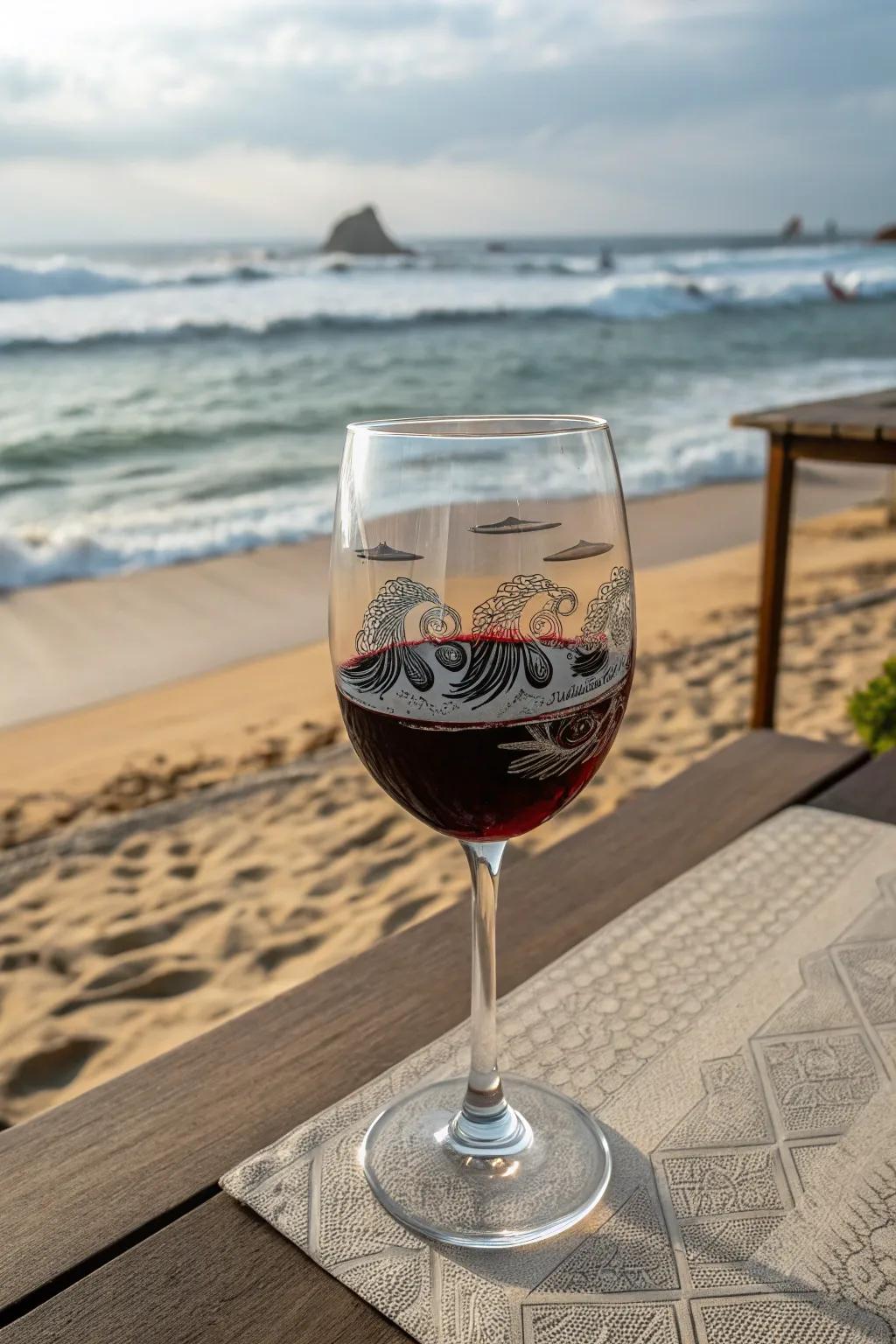 Ocean waves bring a coastal charm to your stemware set.