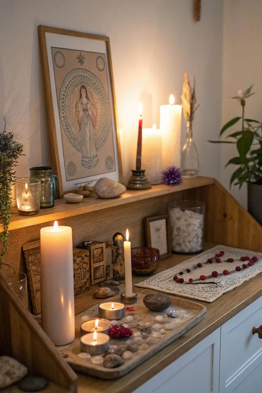 A personal sanctuary for reflection and spellwork.