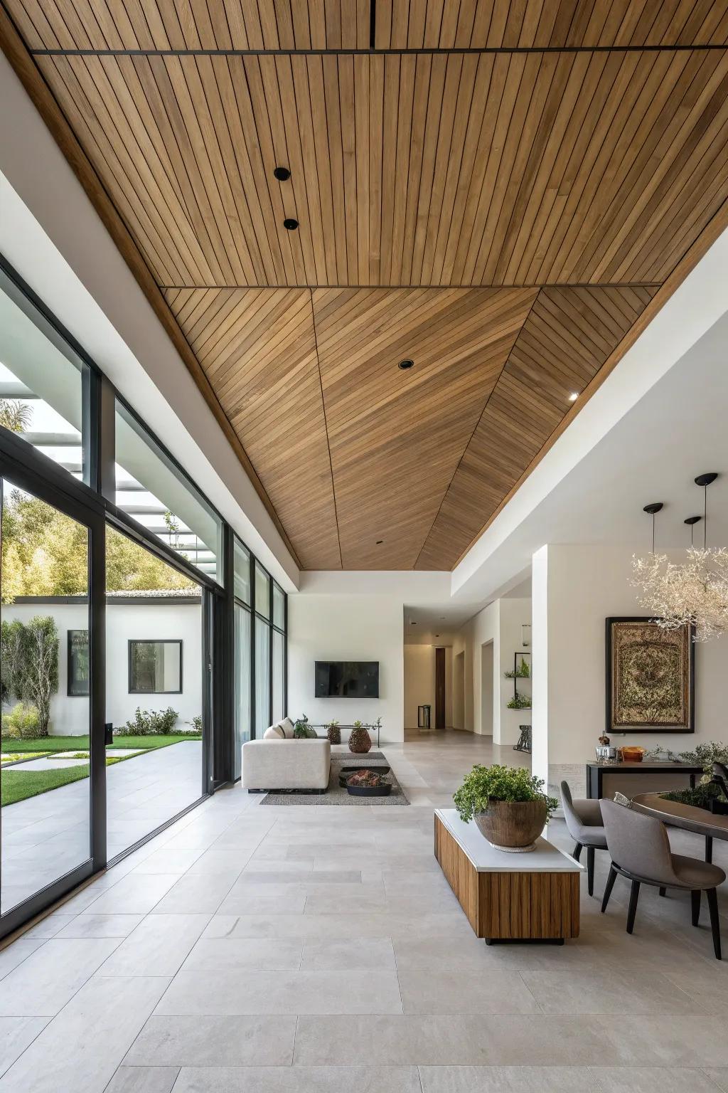 Floating planks add a three-dimensional effect.