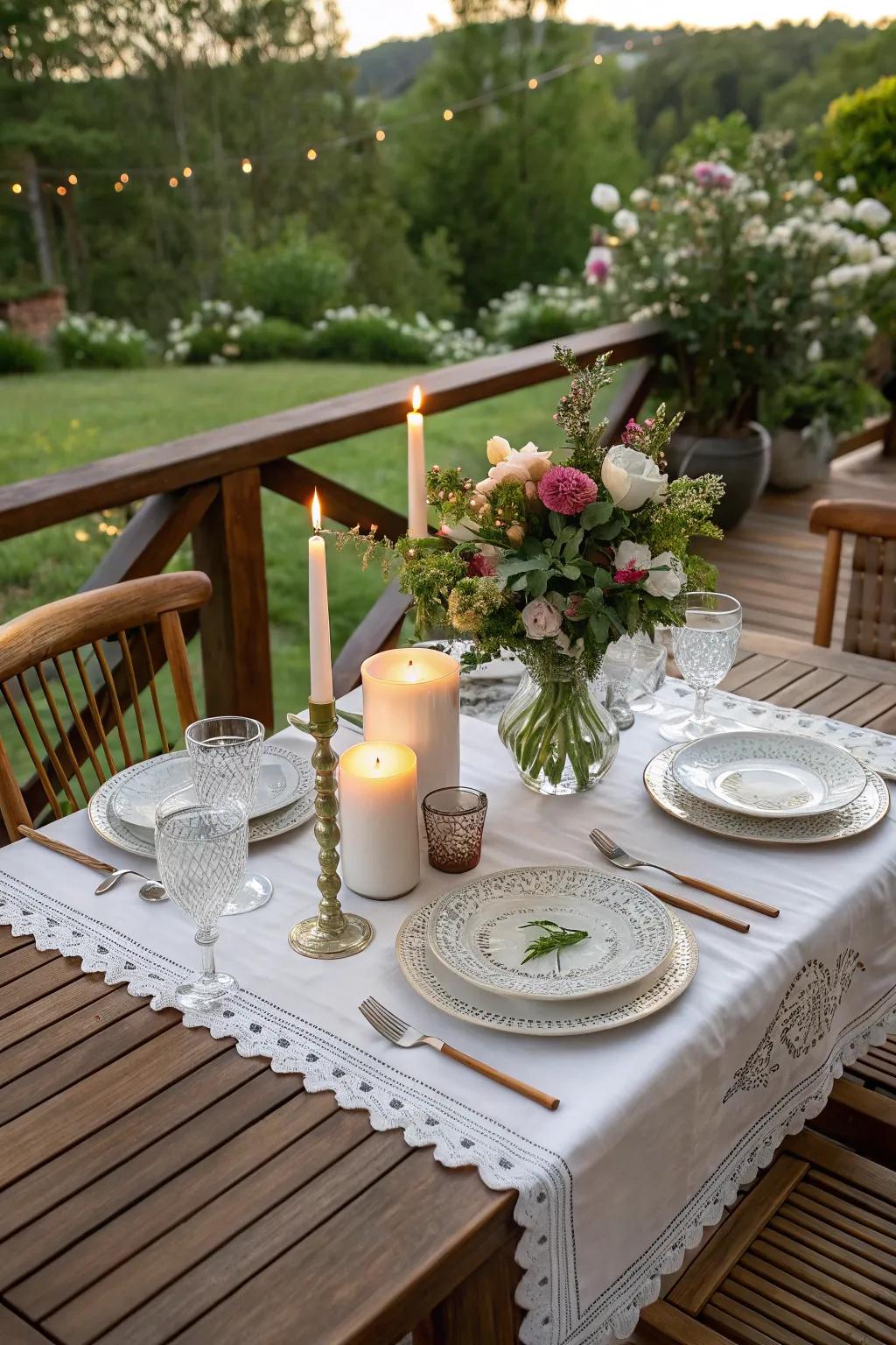 An outdoor dining setup on your deck invites delightful meals and memories.