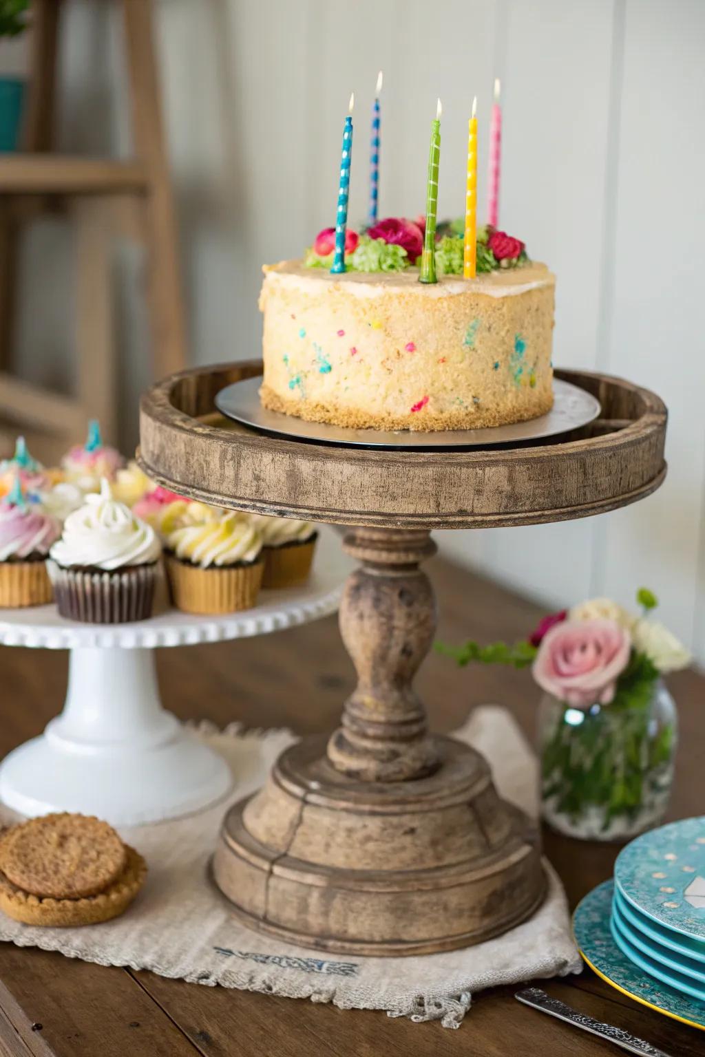 Showcase your confection utilizing a creatively fashioned platform.