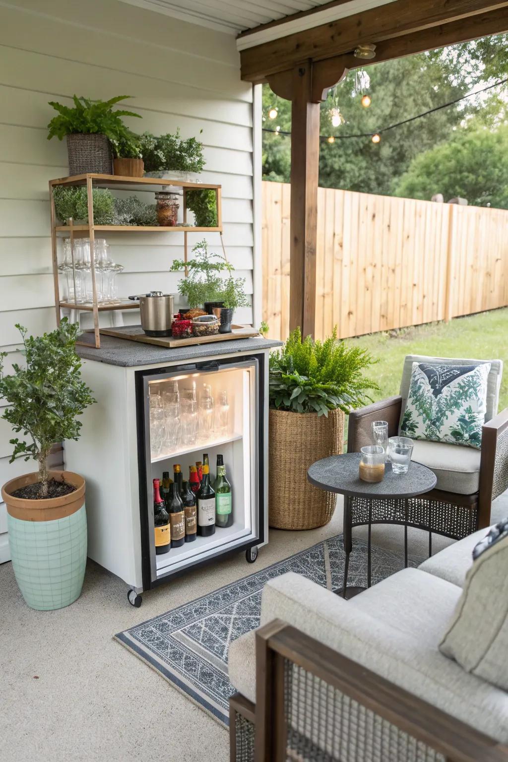 A refreshment station for fashionable and convenient entertaining.