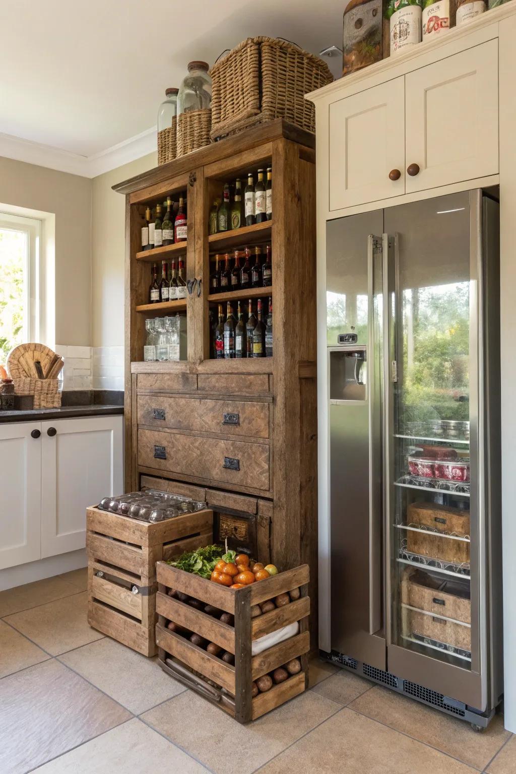 A liquor cabinet adds sophistication to your kitchen storage.