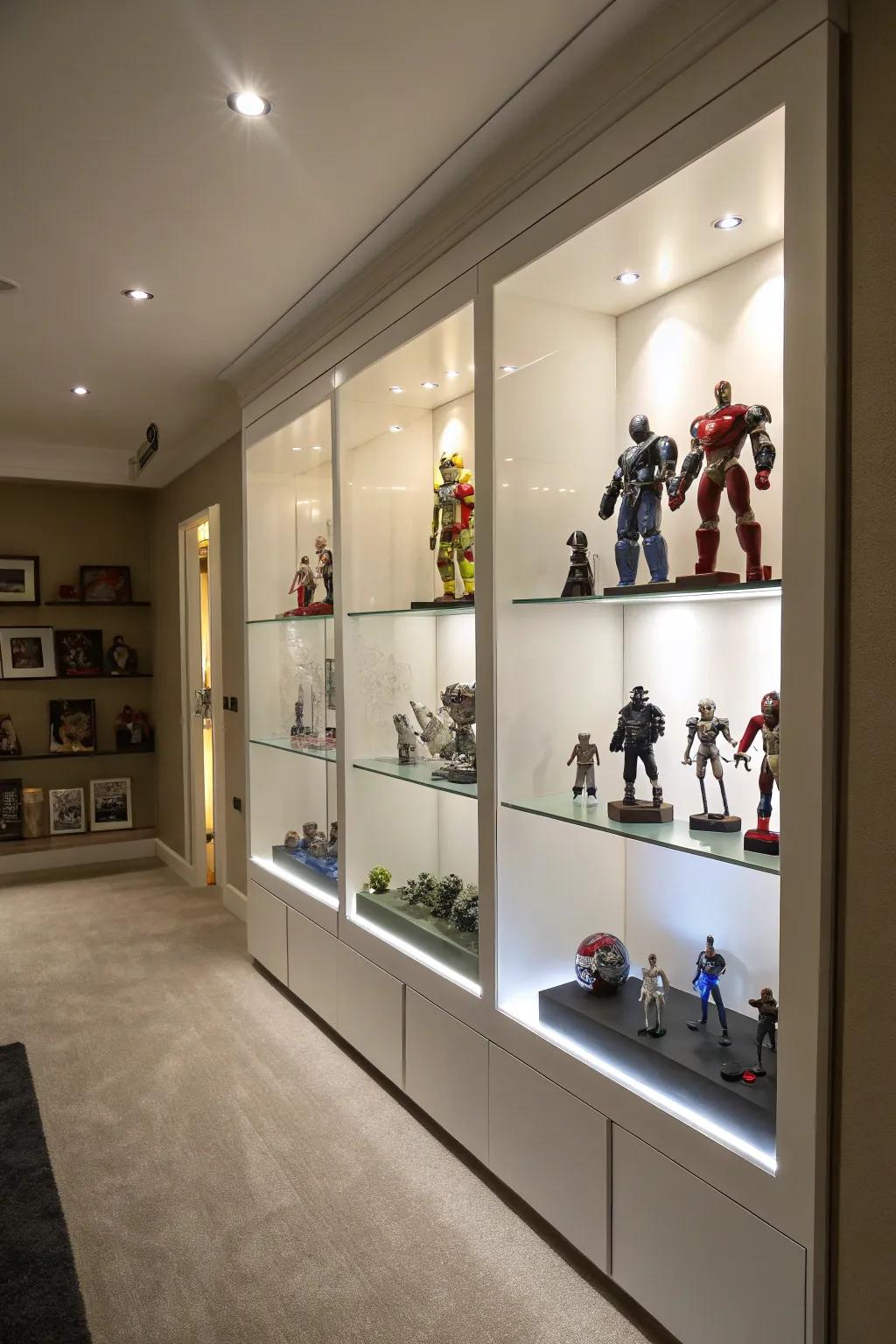 Bespoke built-ins furnish a uniform and elegant presentation resolution.