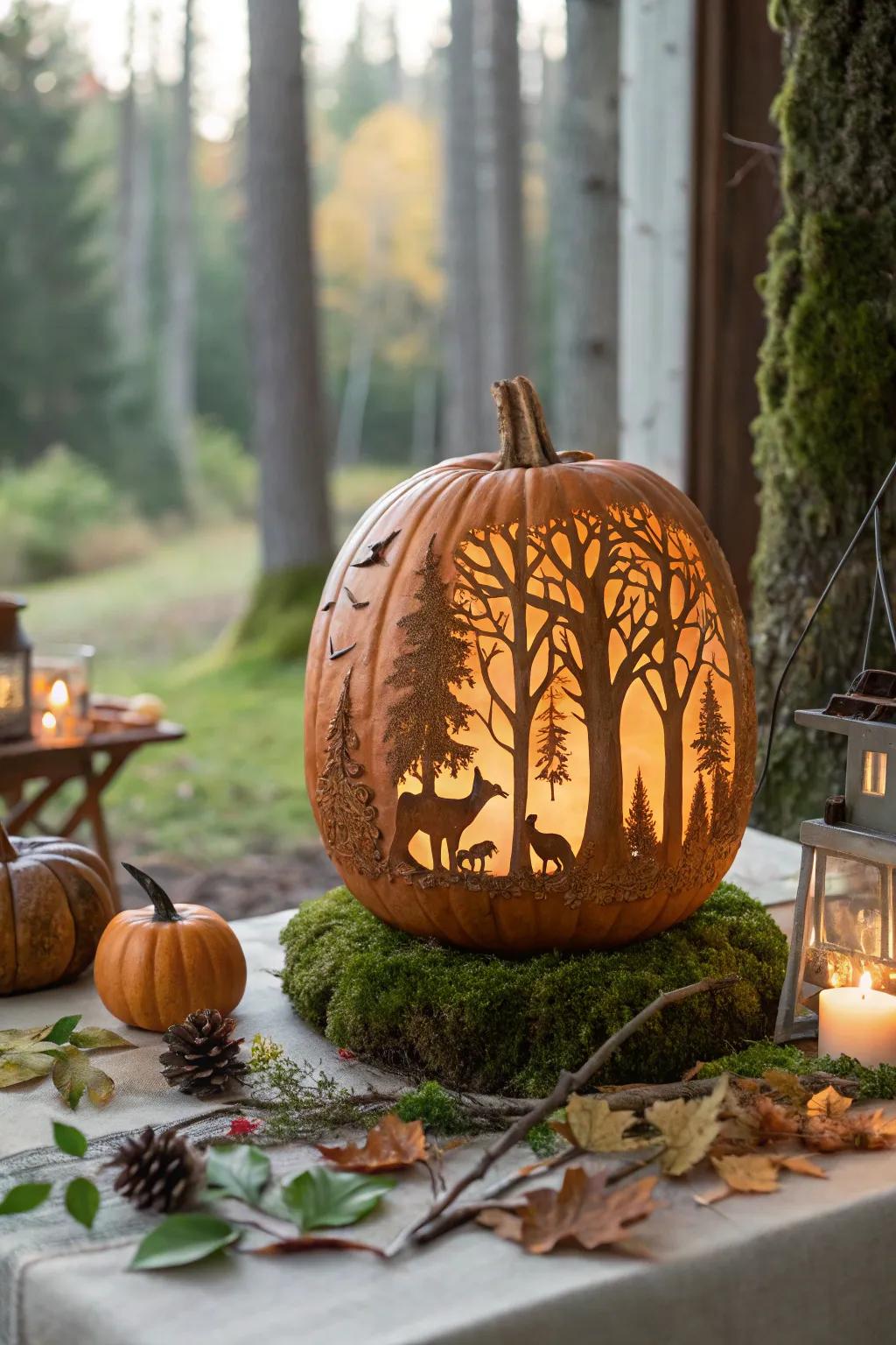 With fantastical gourd carvings, enter an enchanted forest.