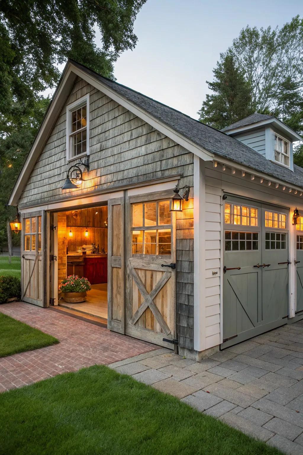 A vintage-inspired garage blending retro allure with modern functionality.