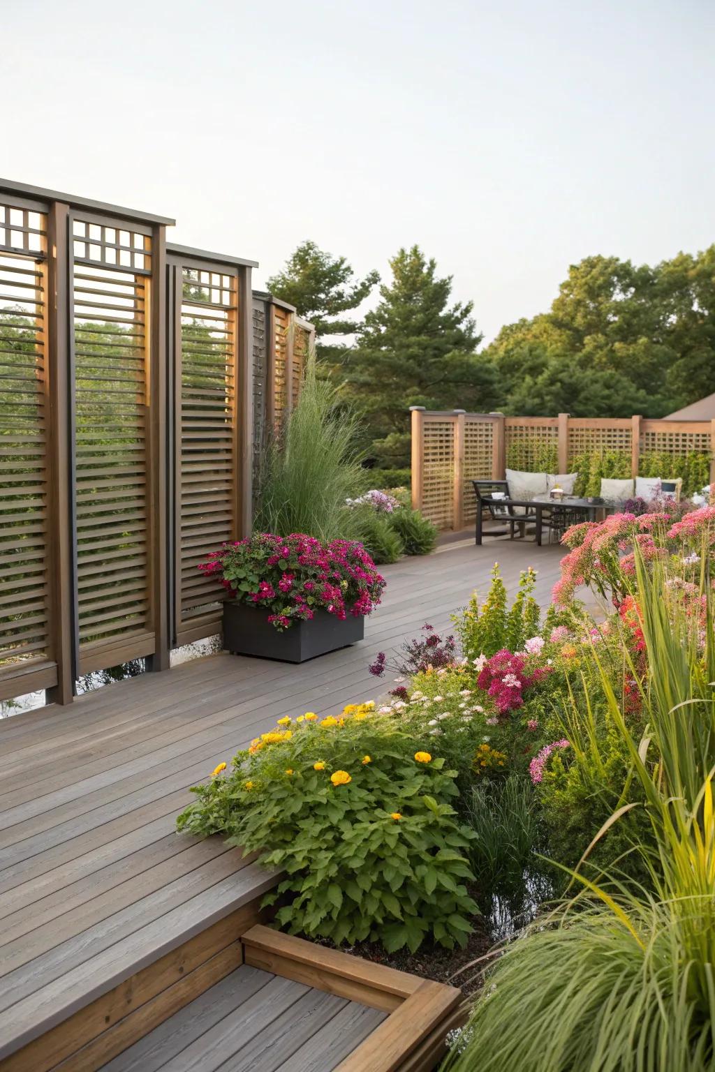 Privacy screens offer seclusion and a feeling of enclosure.