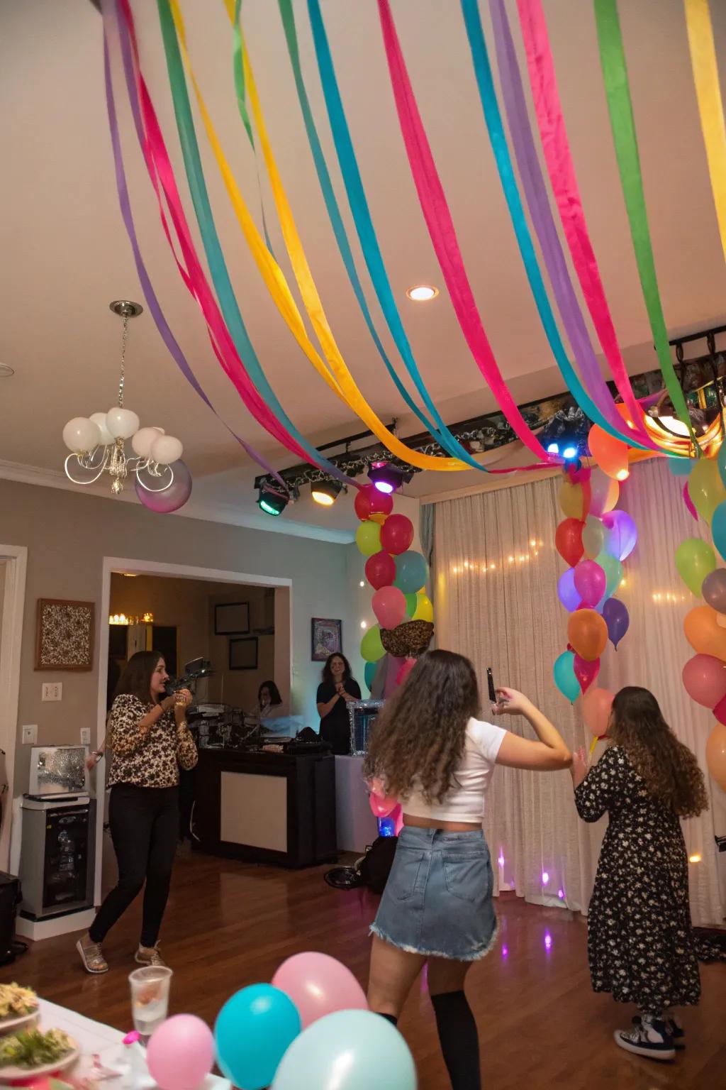 Introduce both movement and vibrancy through cascading ribbons.