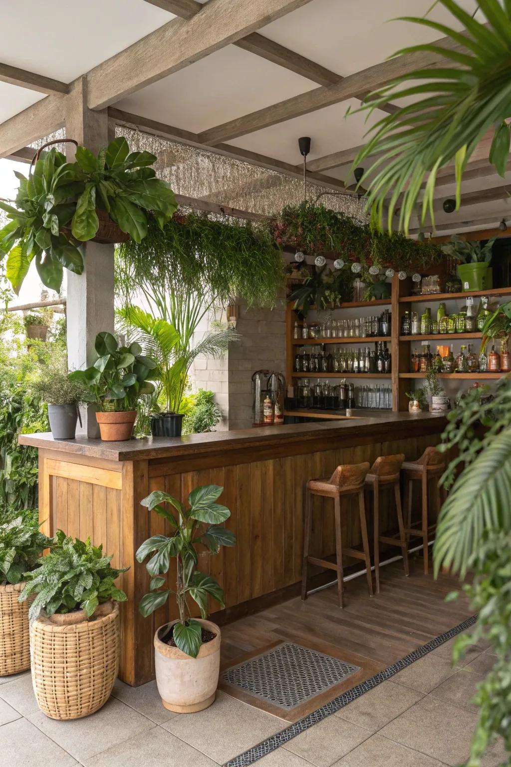 Greenery adds life to your bar.