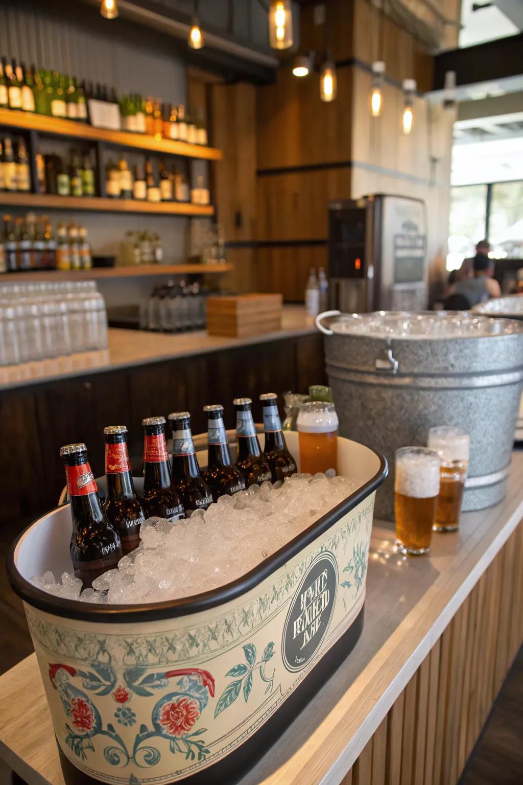 A self-serve beer spot contributes a casual and enjoyable aspect.