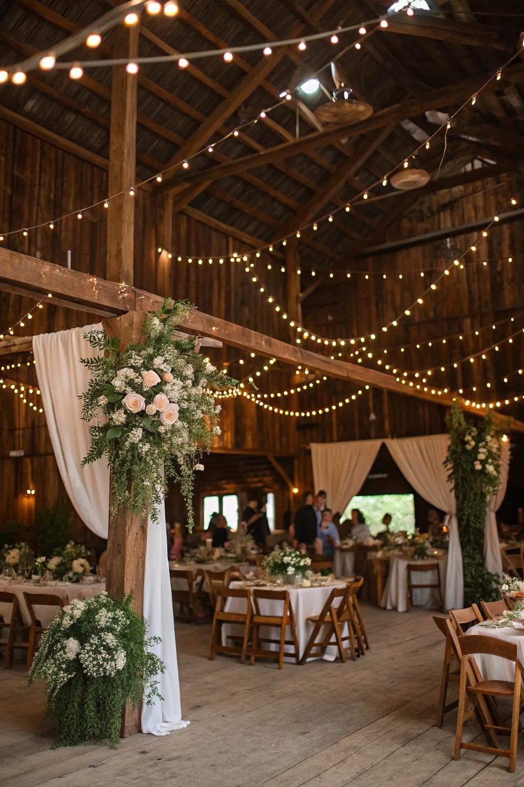 Countryside barns create unforgettable event spaces.