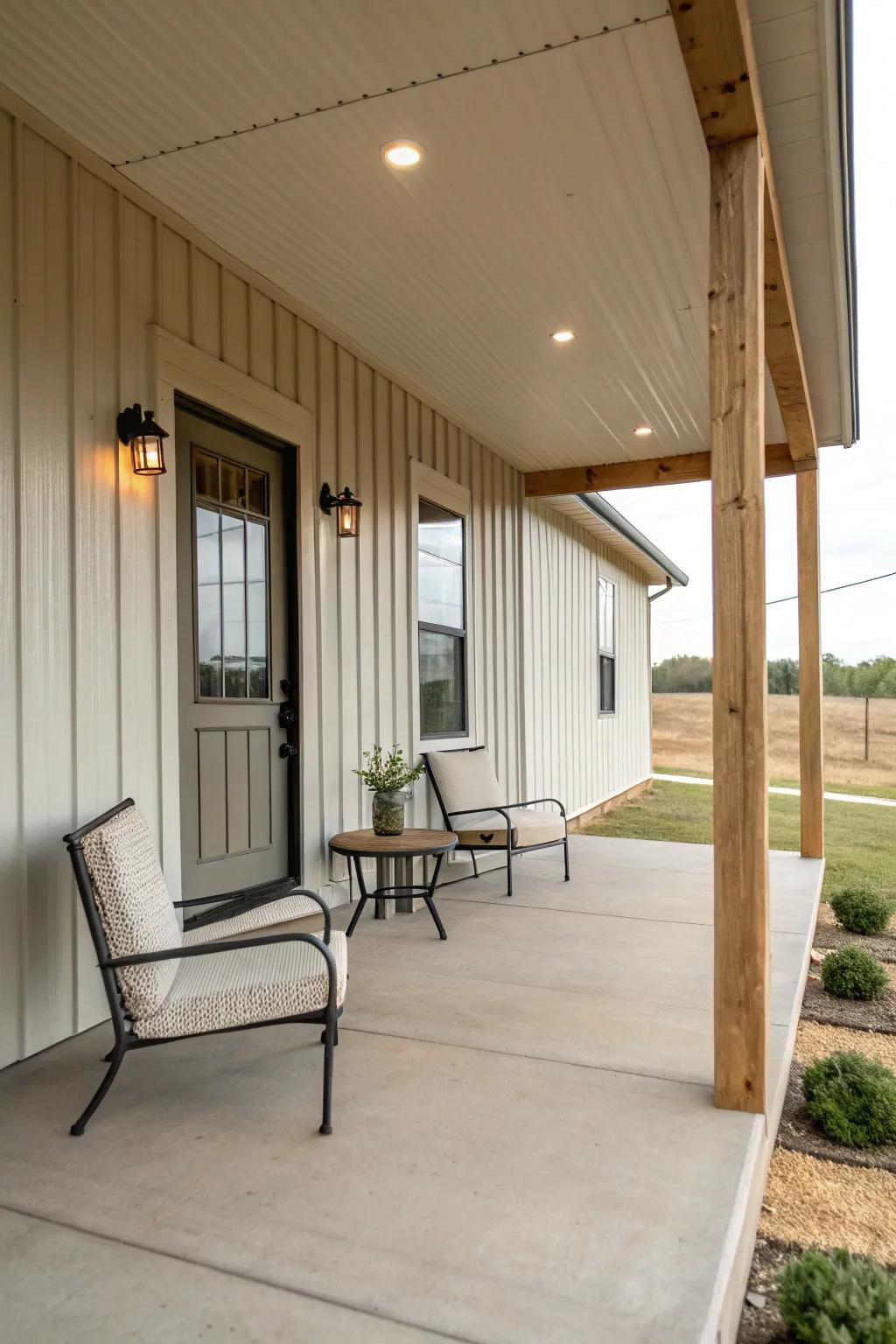 A minimalist veranda provides a tranquil and calming retreat.