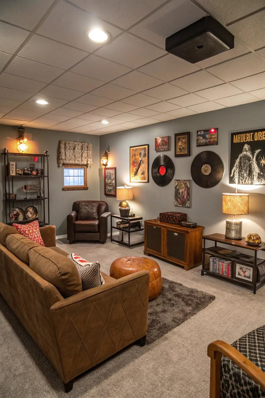 Vintage decor creates appeal inside your entertainment area.