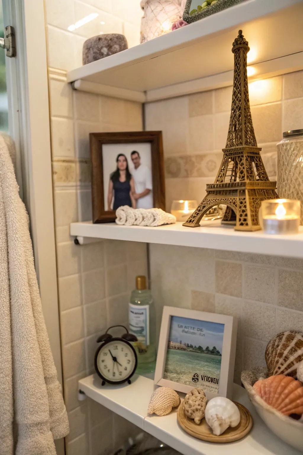Personal souvenirs add warmth and character.