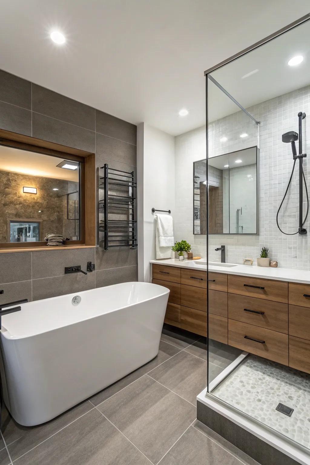 Increase space thanks to a combined tub and bath design.