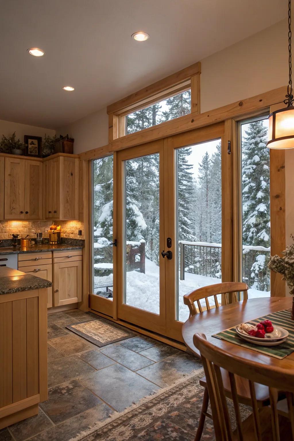 Energy-saving doors keep your kitchen cozy.