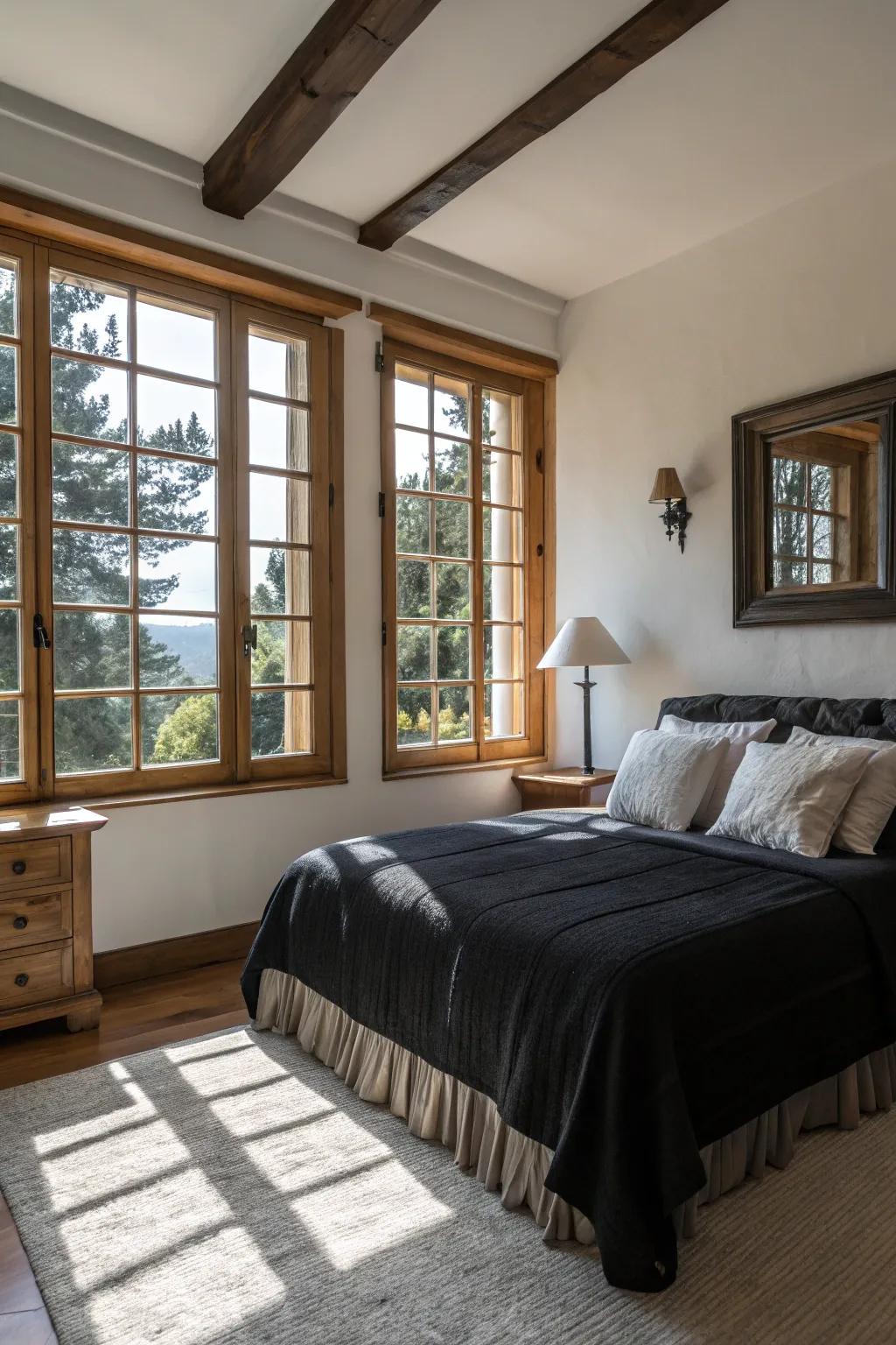 Harmonizing ebony linens through ambient light.