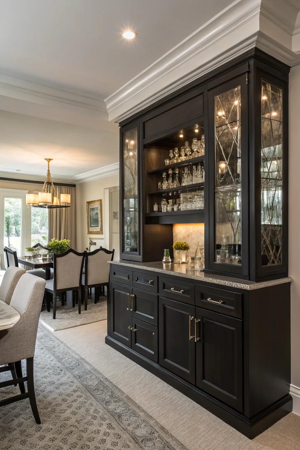 A charcoal bar appends a stylish feature.