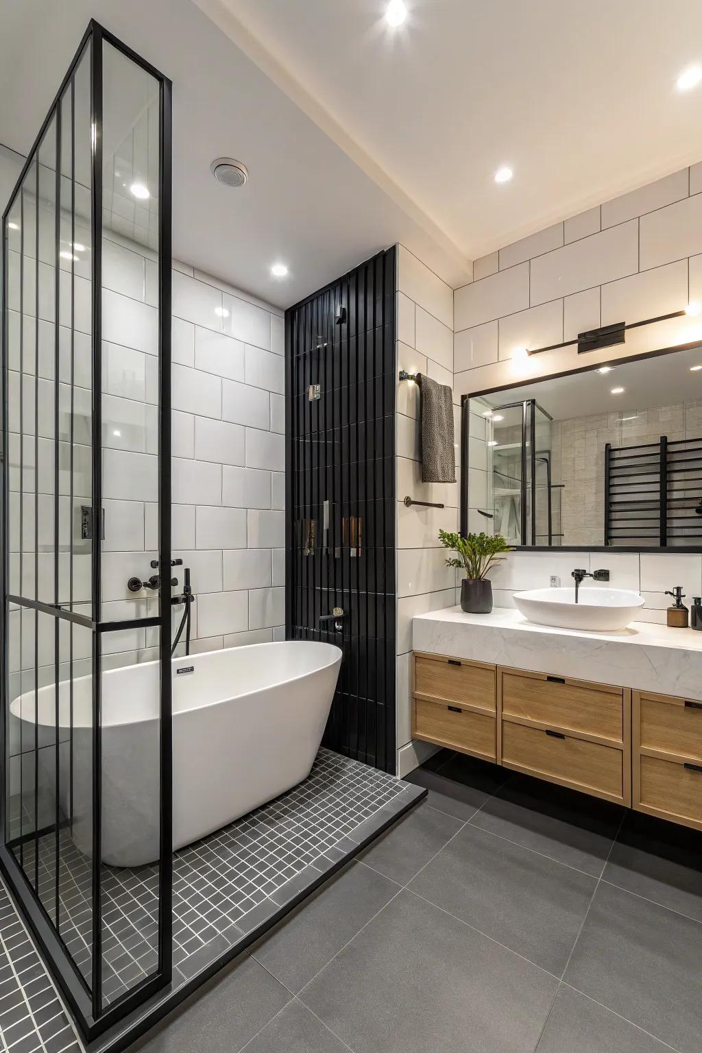Linear accents in ebony introduce a modern, minimalist touch.