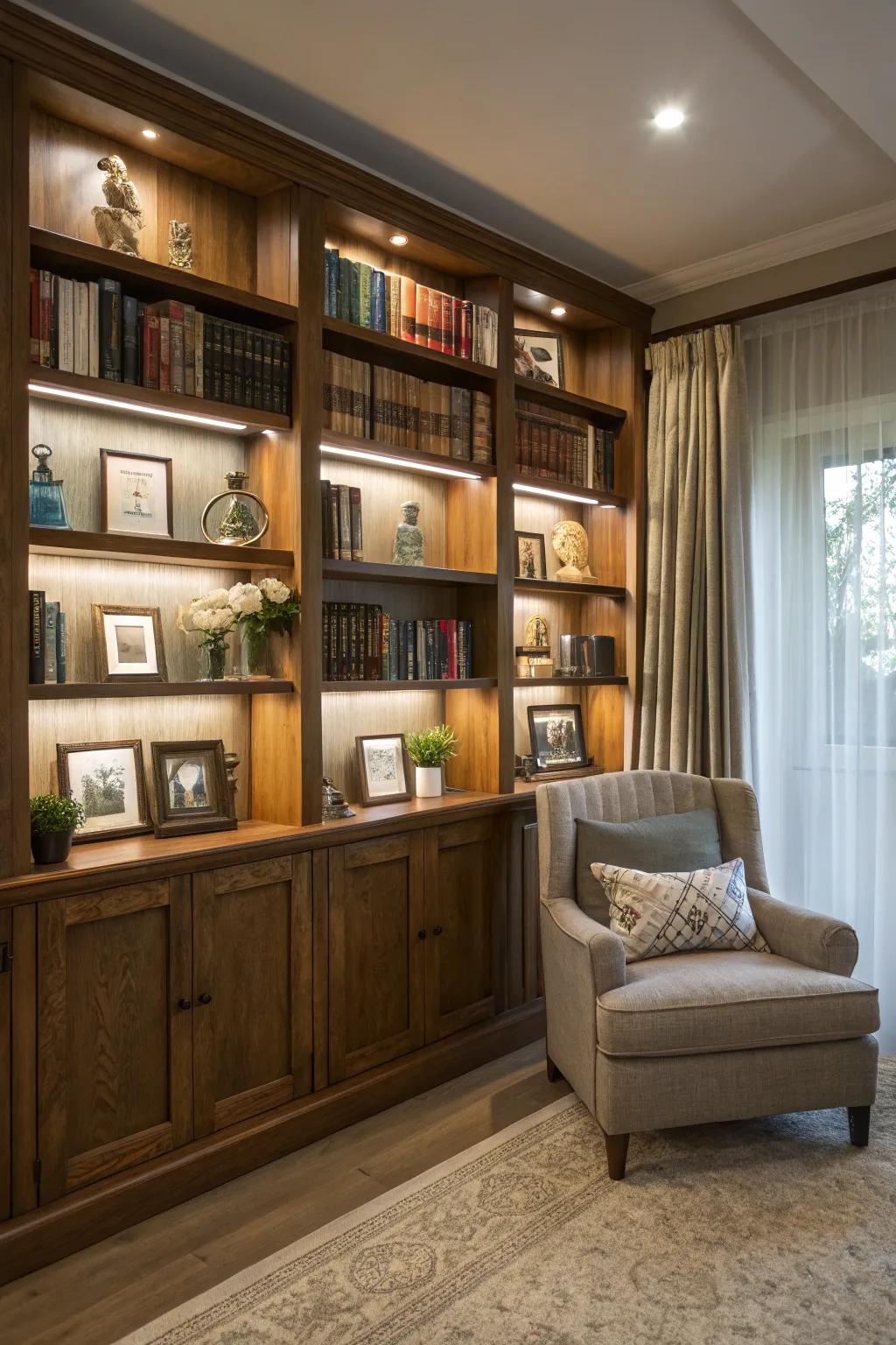 Transform your wall into a library with a built-in bookcase.