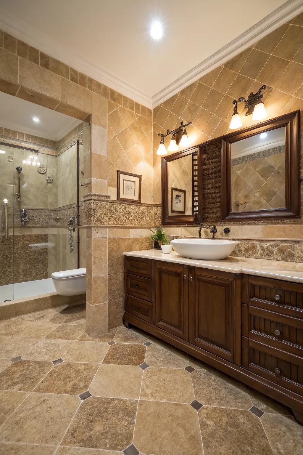 Natural sophistication through travertine.
