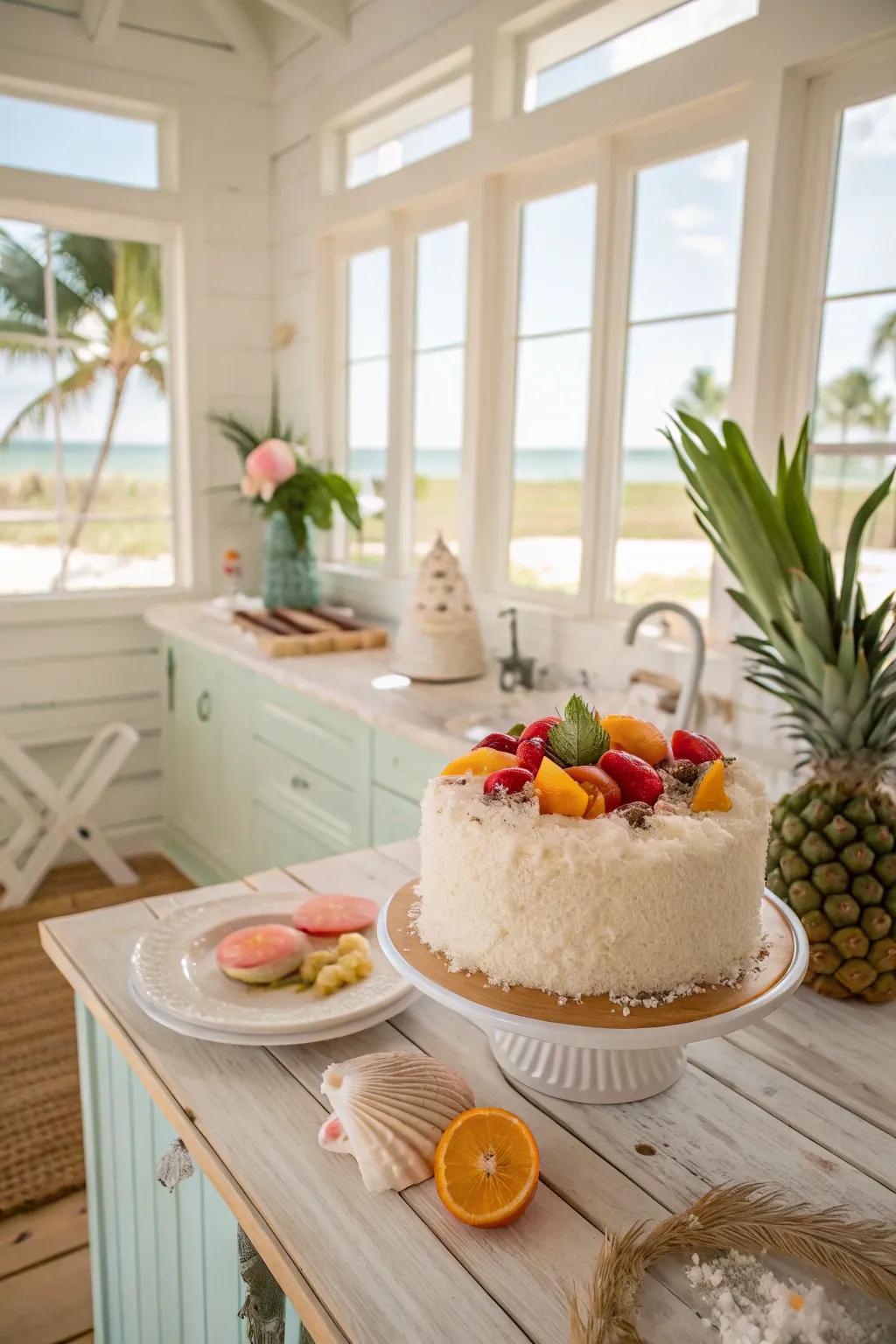 A tropical island cake that brings island vibes to your table.