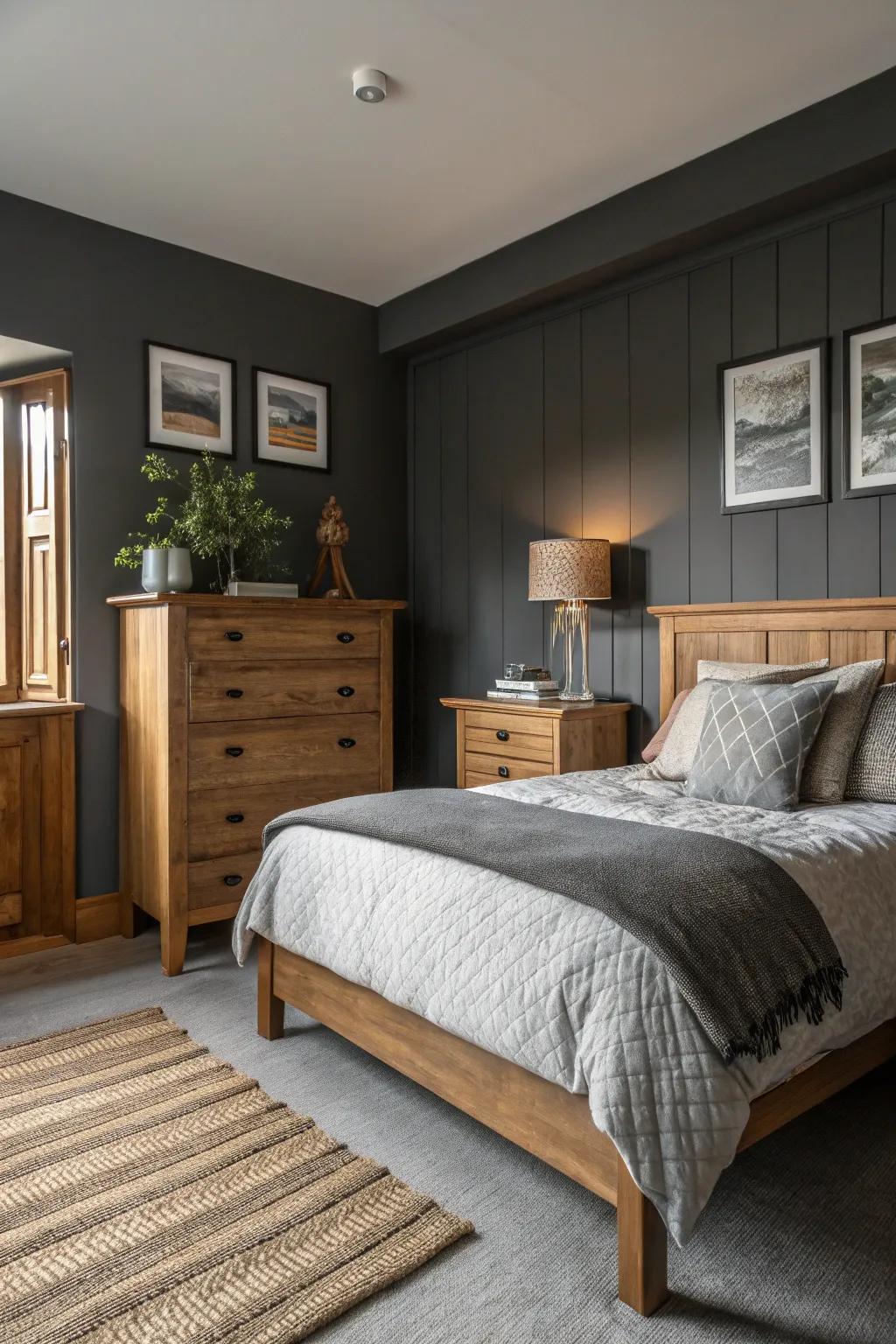 Warm woods enhance coziness in an ash setting.