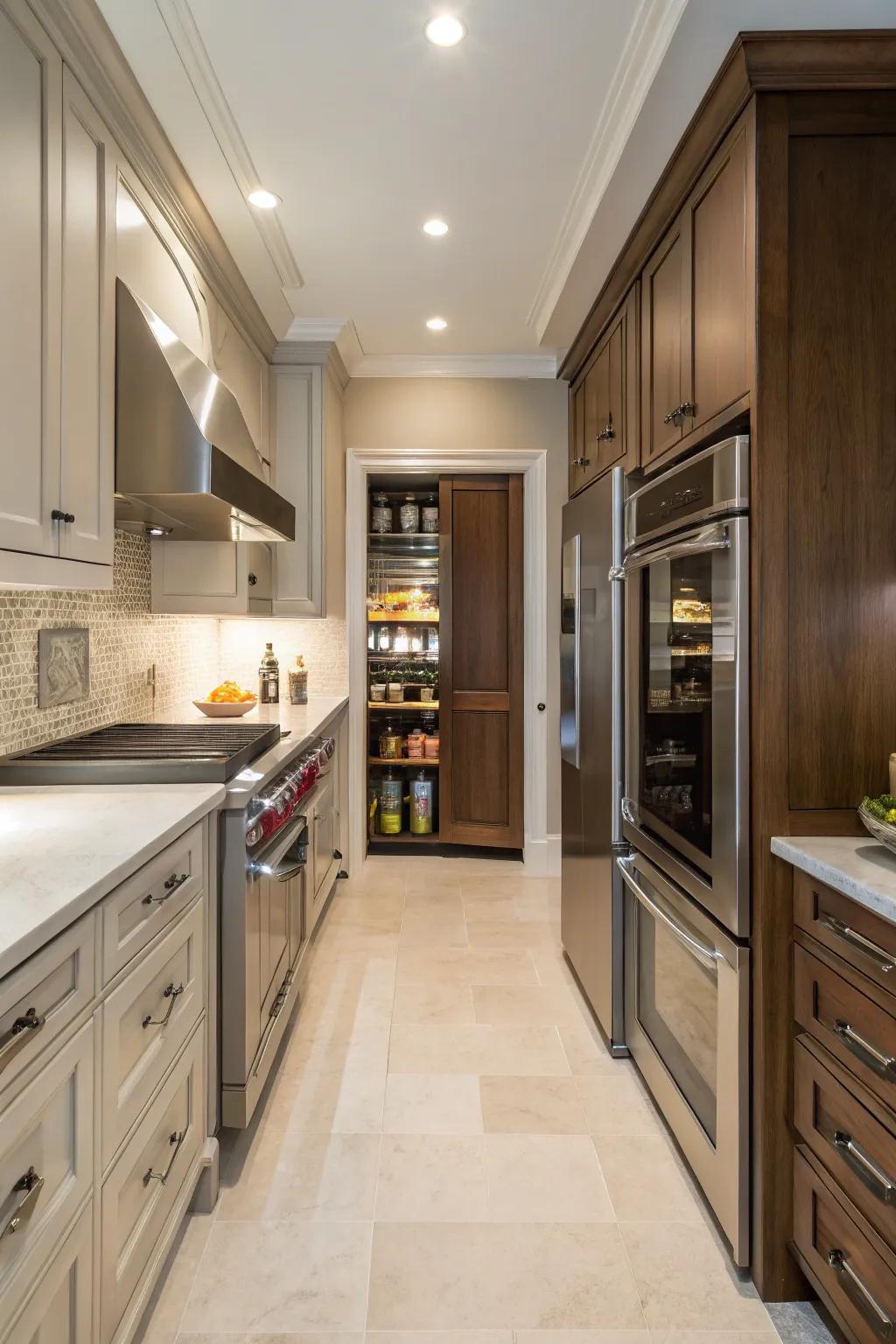 A hidden food prep zone keeping the kitchen tidy and organized.