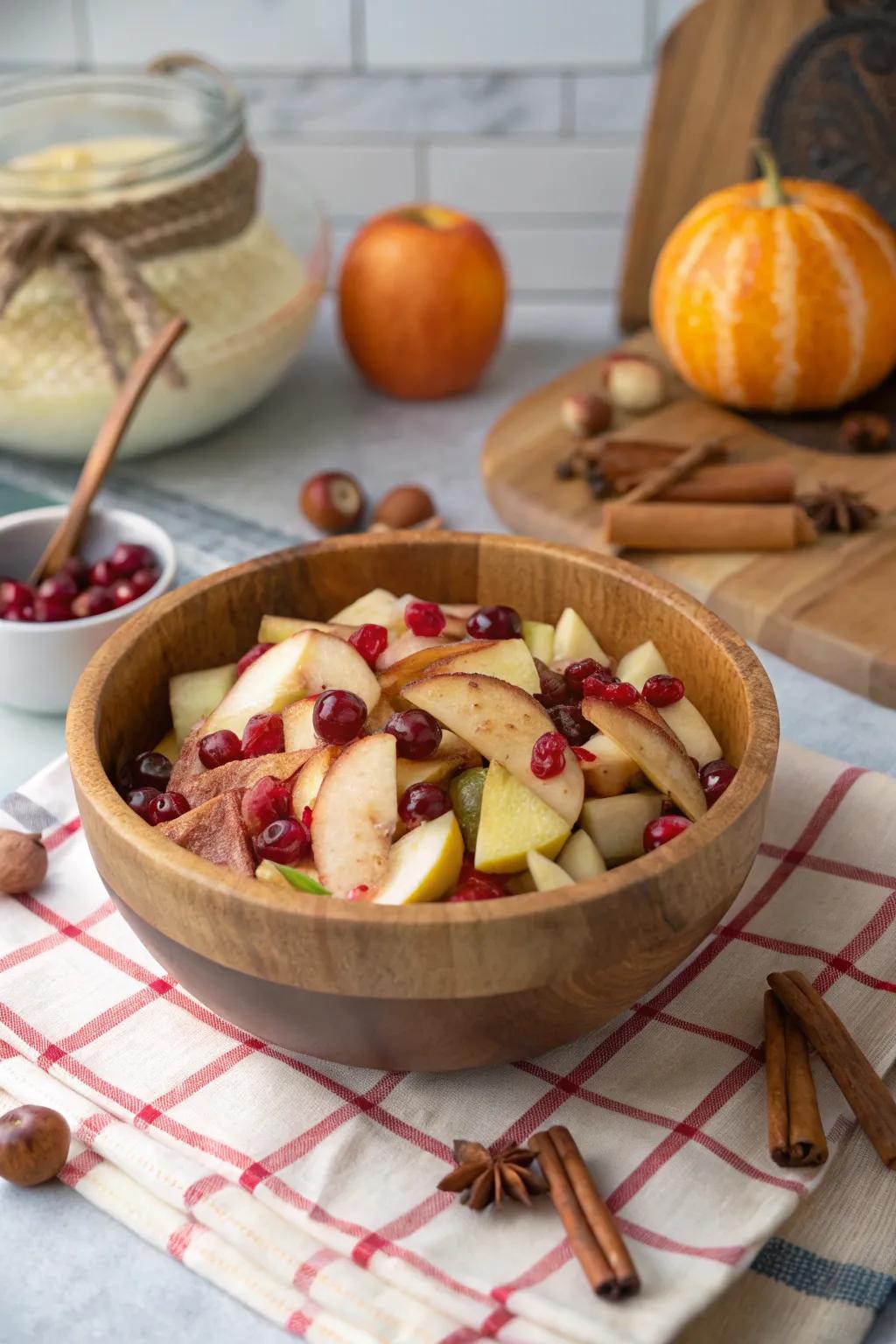 A simple and tasty apple and cranberry holiday delight.