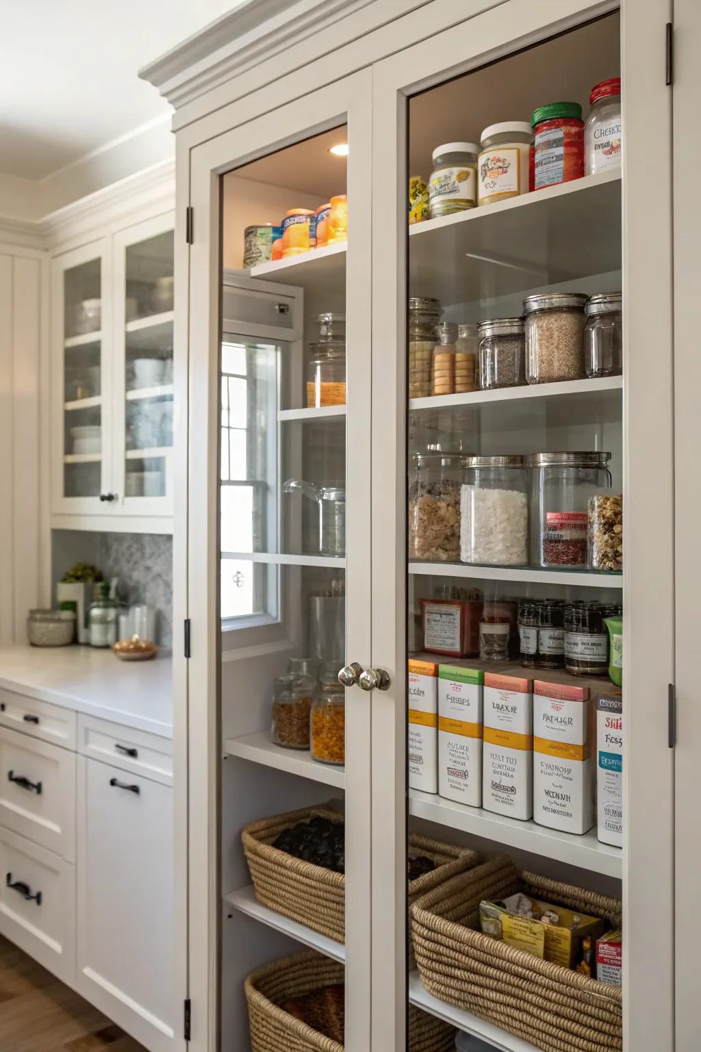 Glass panels furnish modern style and uncomplicated visibility.