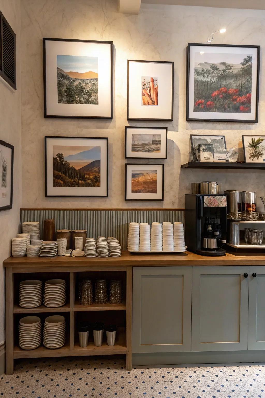 Artistic constituents that personalize the java bar zone.