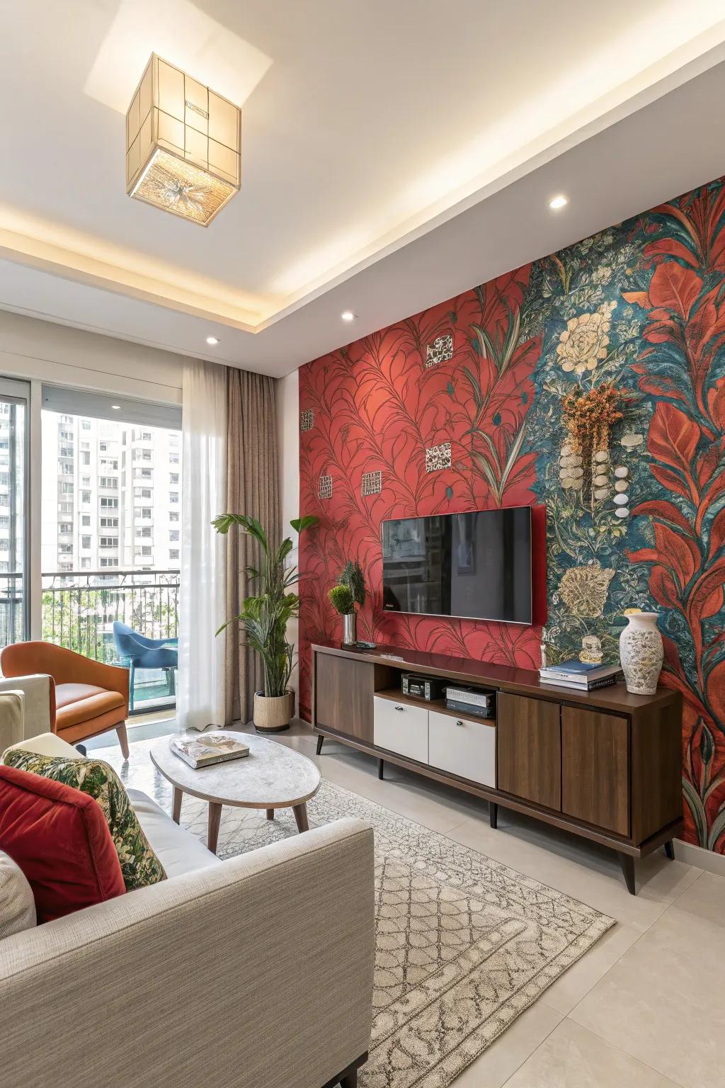 Feature walls inject character and depth.