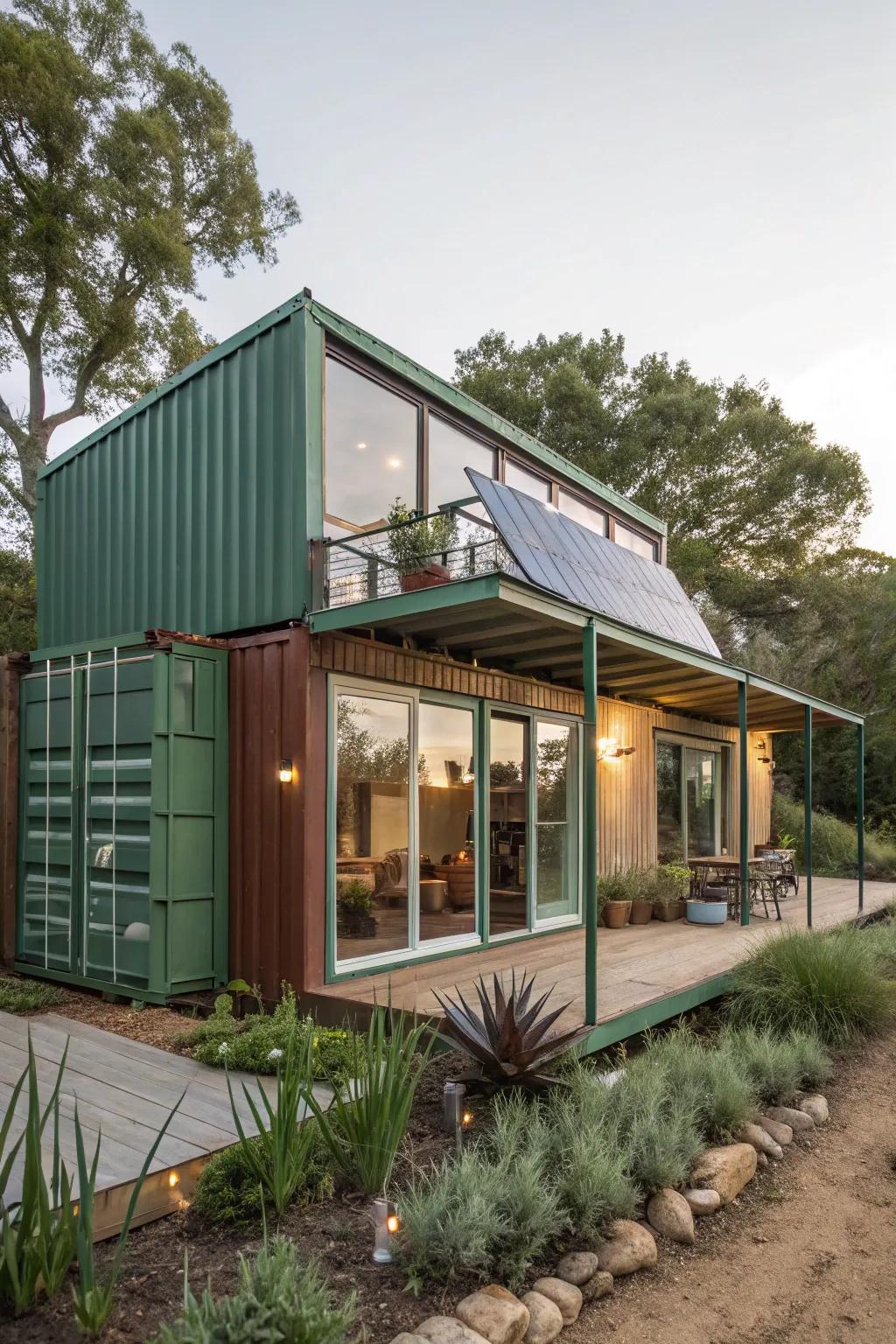 Sustainability meets flair within this thoughtfully designed container dwelling.