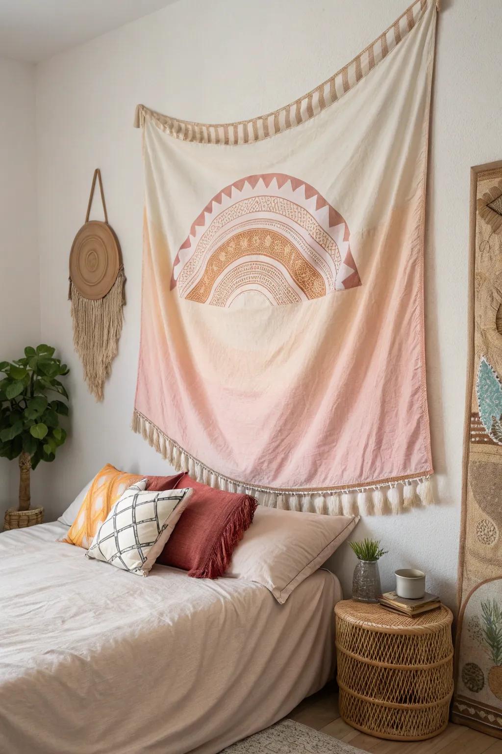 A textile wall introducing warmth and texture