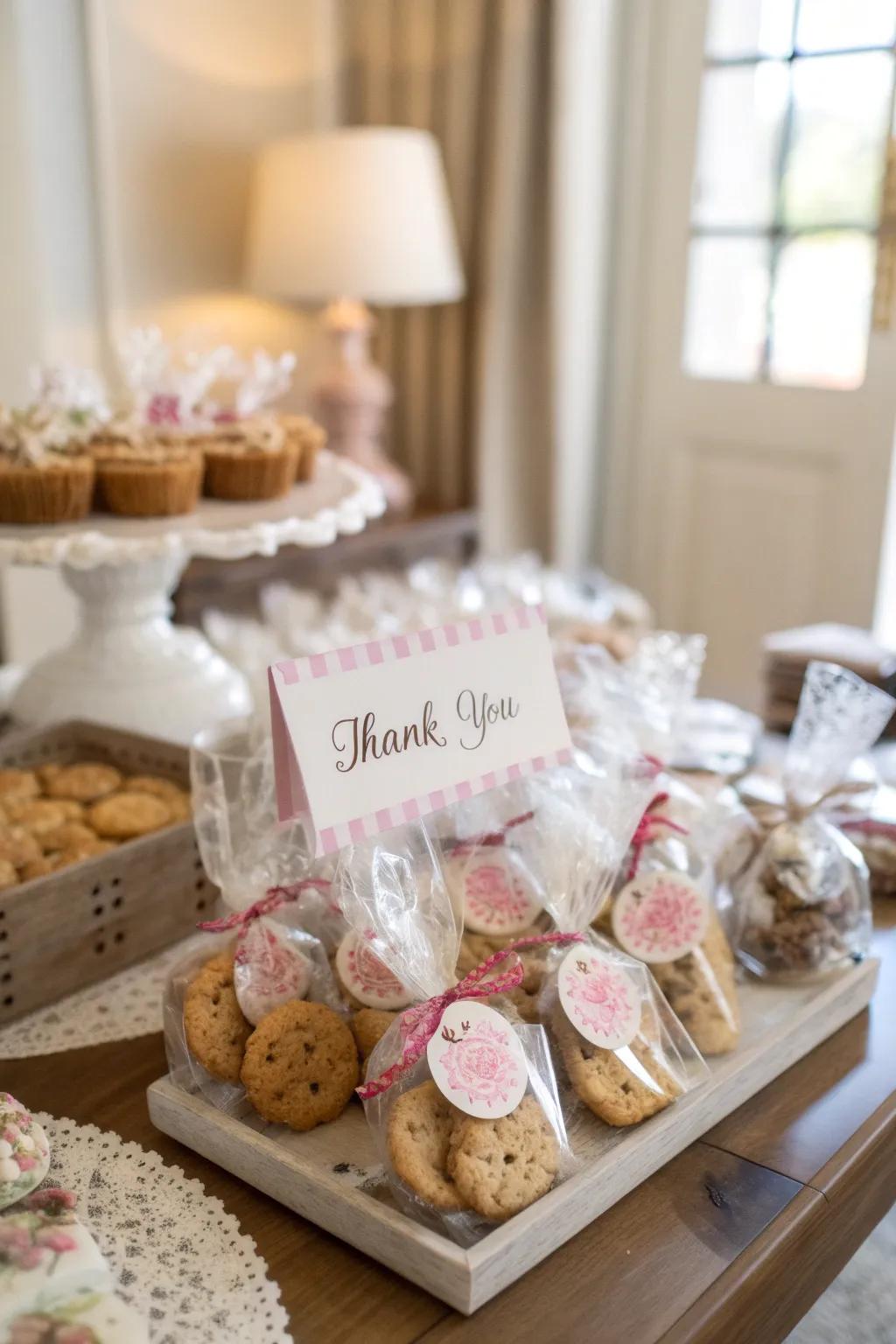 Lovely cookie favors for guests to take home.