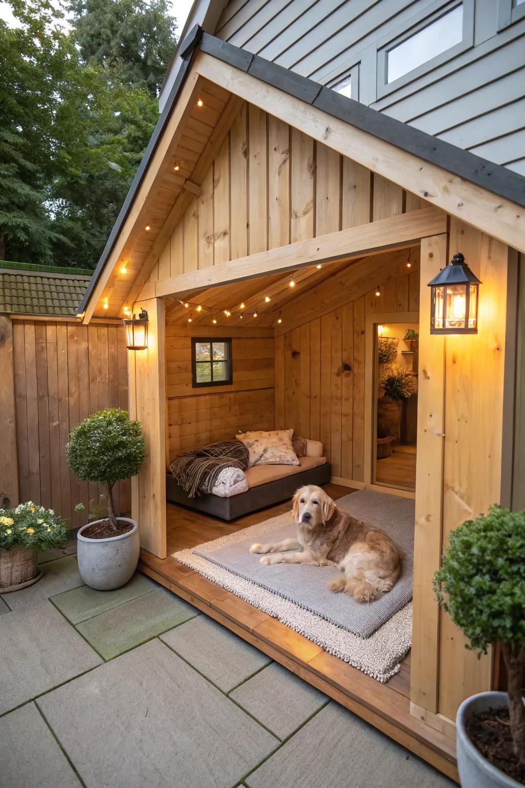 Treat your furry friends using our elegant shed-based dog home.