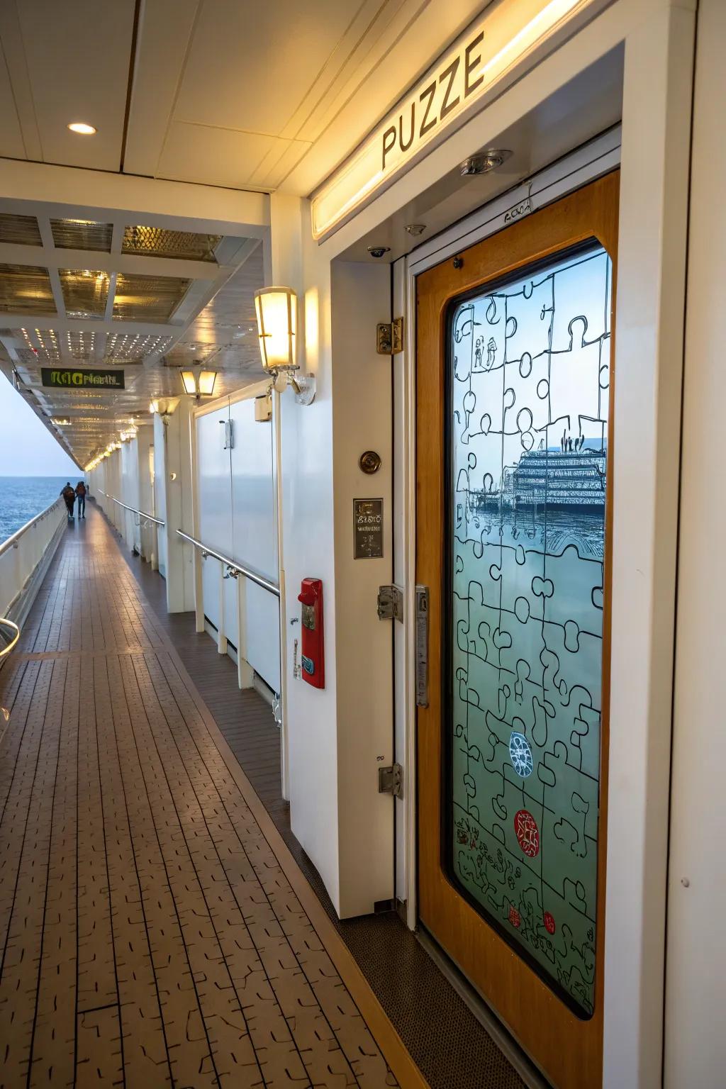 Craft interactive fun with a conundrum-themed cruise door.