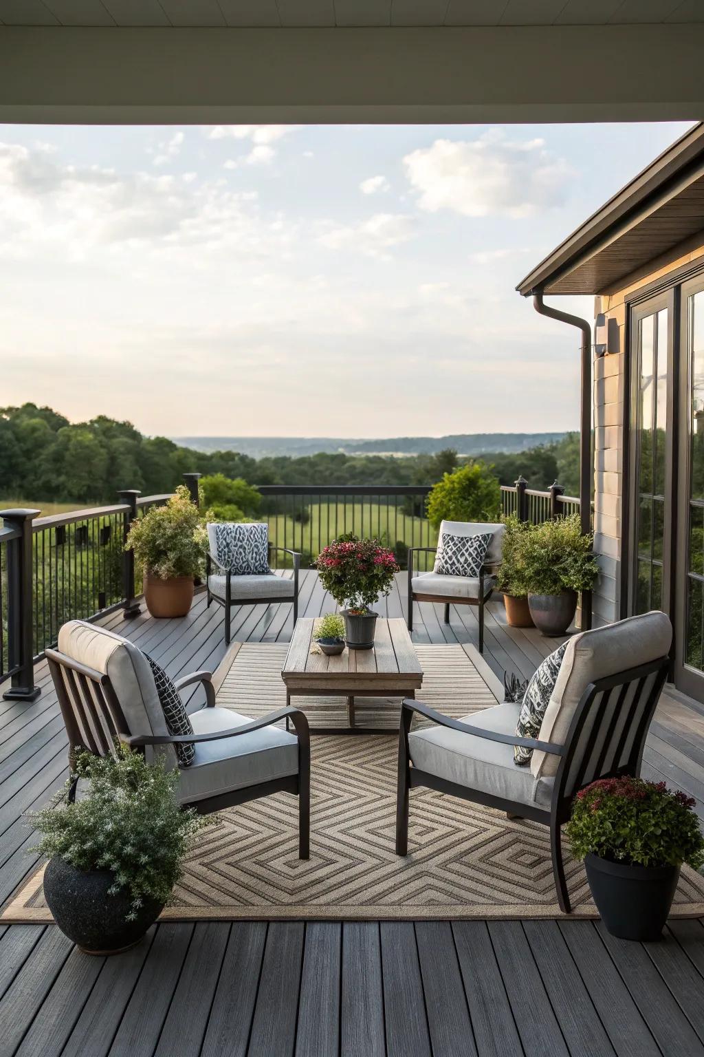 Your deck design will be more balanced and harmonious with a symmetrical layout.