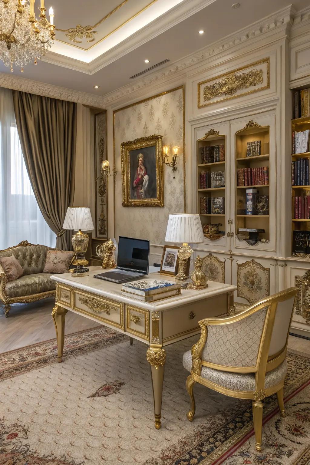 Desks with Gleaming-accented bring luxury and sophistication to your workspace.