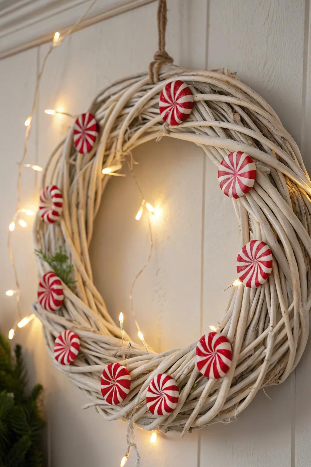 Indulge in the sweetness of the period with this captivating striped candy and peppermint garland!