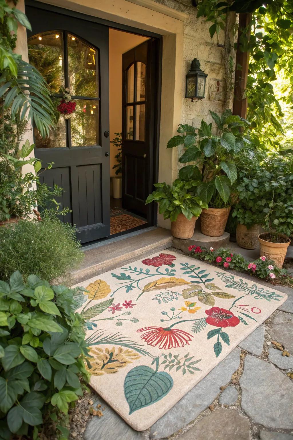 Nature-inspired doormats bring a touch of garden beauty to the entrance