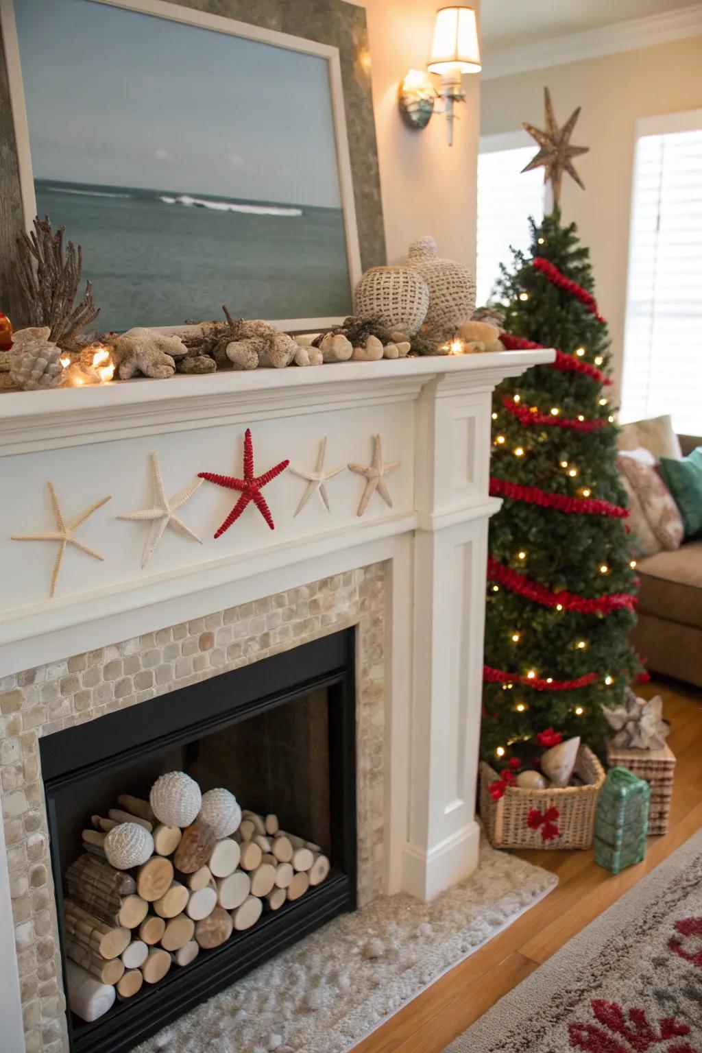 Seaside accents bring a coastal twist to Christmas.
