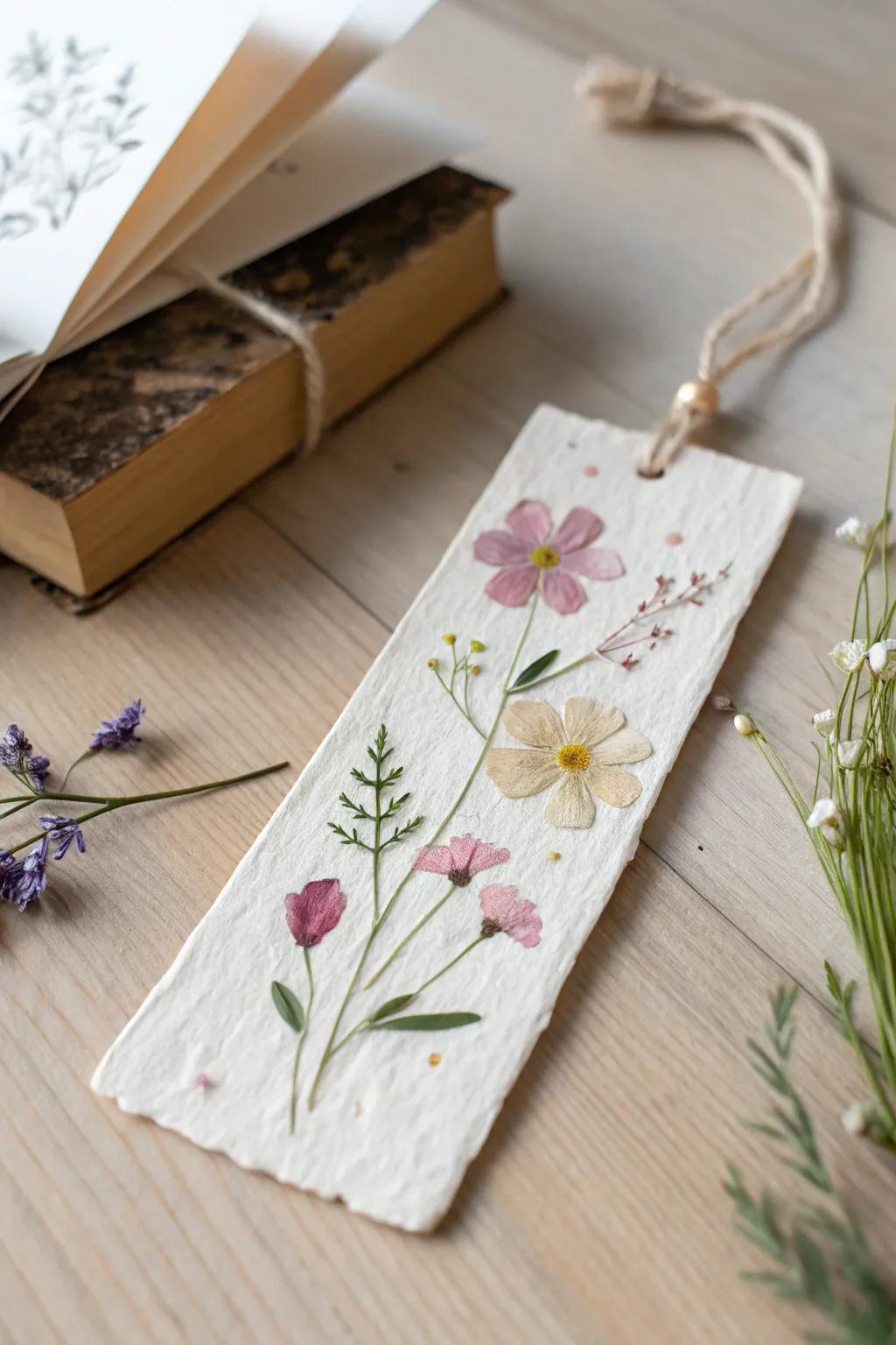 Capture the essence of nature with this charming, handcrafted floral page holder—ideal for introducing a hint of whimsy to your perusing escapades.