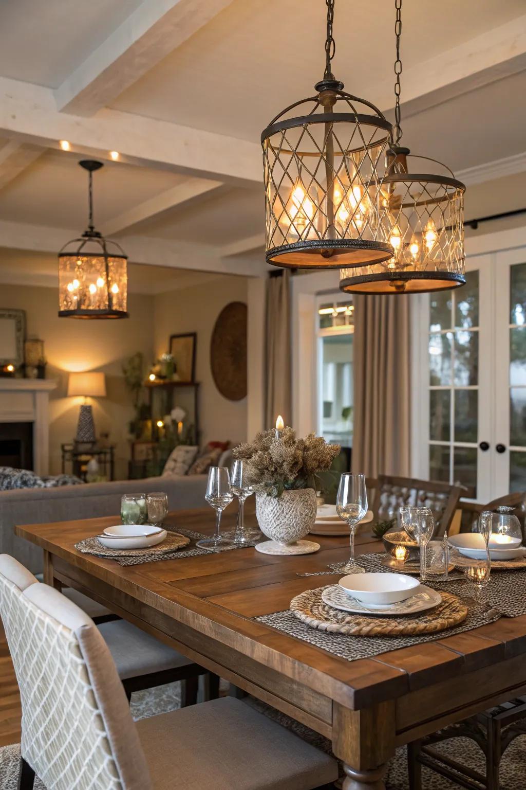 Blended material installations provide a balanced and eclectic aesthetic.